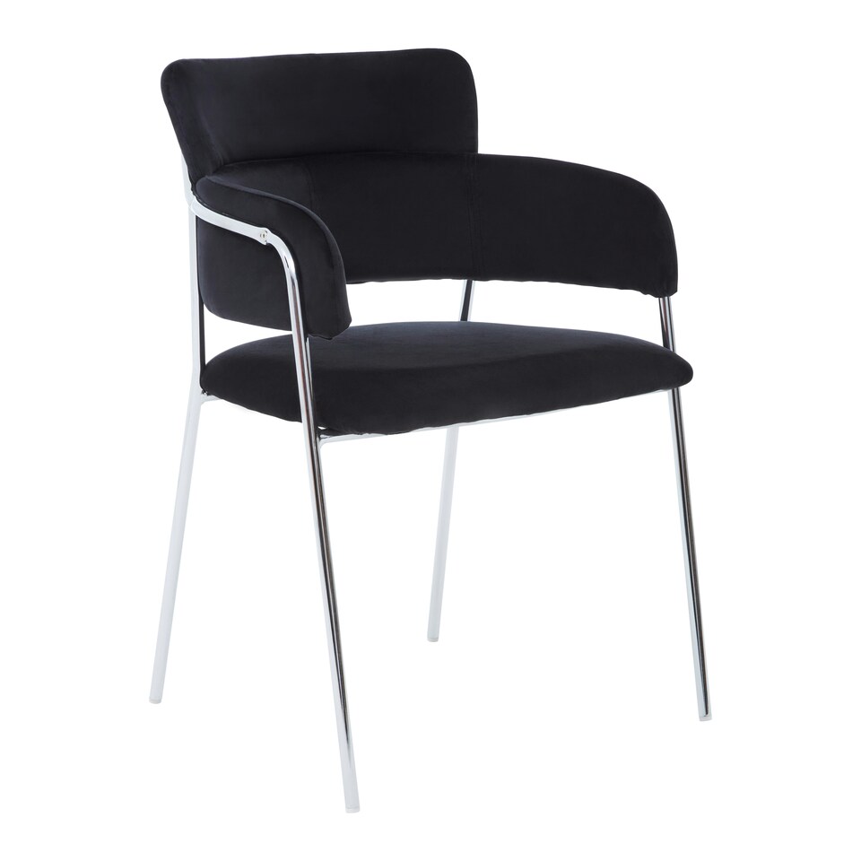 image 1 of Interiors By Premier Black Velvet Dining Chair,Compact Lounge Chair, Velvet Upholstered Kitchen Chair,Bedroom Decorative Chair Black