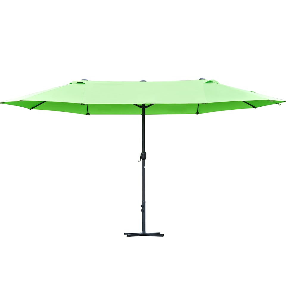 image 1 of Outsunny 4.6m Garden Parasol Double-Sided Sun Umbrella Patio Market Shelter Canopy Shade Outdoor with Cross Base – Green
