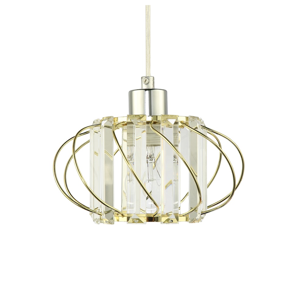 image 1 of Modern Pendant Lamp Shade with Clear Acrylic Rectangular Prims and Gold Frame | Gold