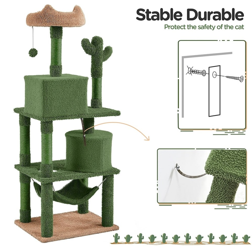 image 1 of Yaheetech Cactus-Designed Cat Tree with Natural Sisal Green/Brown