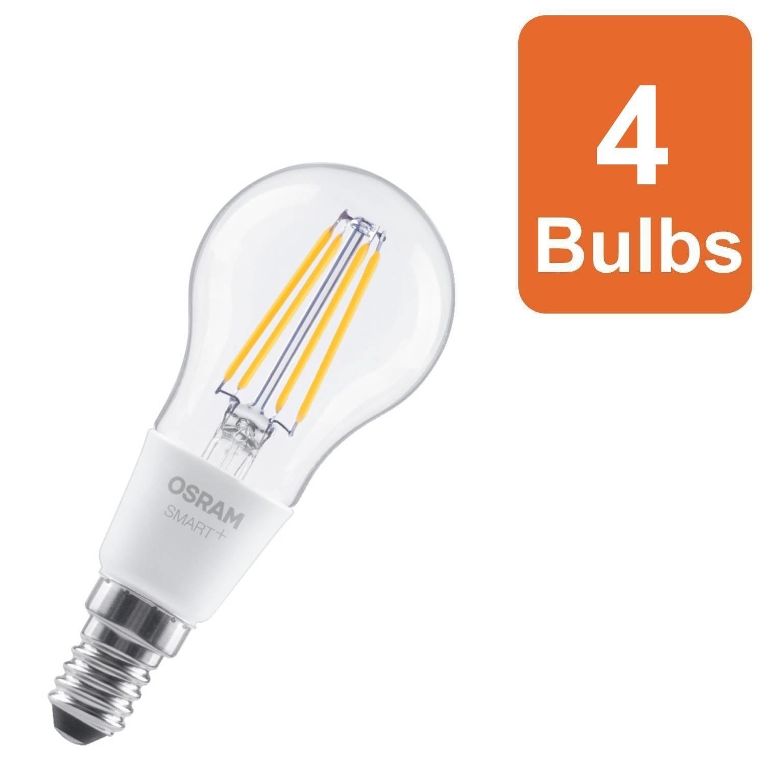 Osram Smart+ Matter E14 Filament Classic P40 Light Bulb Dimmable 4W 4 Pack in Clear