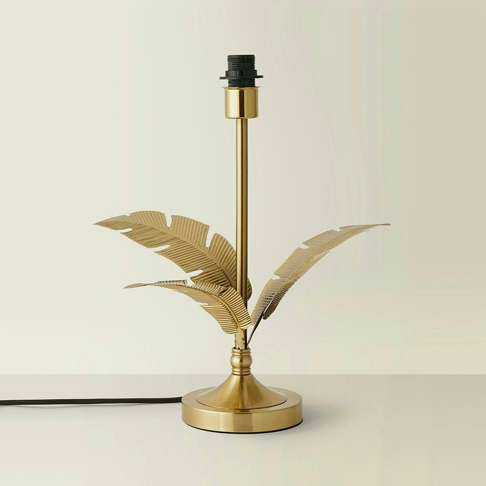 image 1 of ValueLights Christina Gold Palm Leaf Detail Single Stem Table Lamp Base Gold