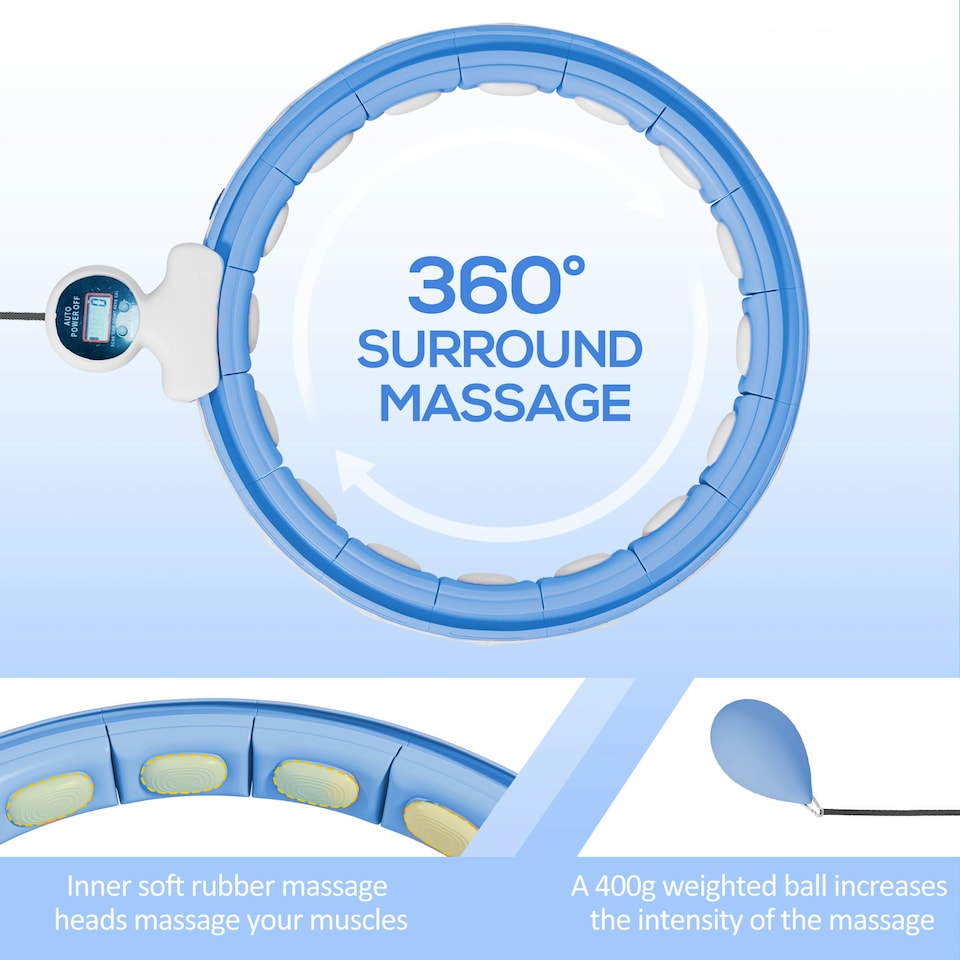 image 1 of SPORTNOW Smart Weighted Hula Hoop with 16 Detachable Knots, Light Blue