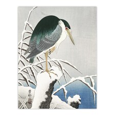 Heron In Snow Vintage Bird Ukiyo E Japanese Wall Art Print Koson 18x24"