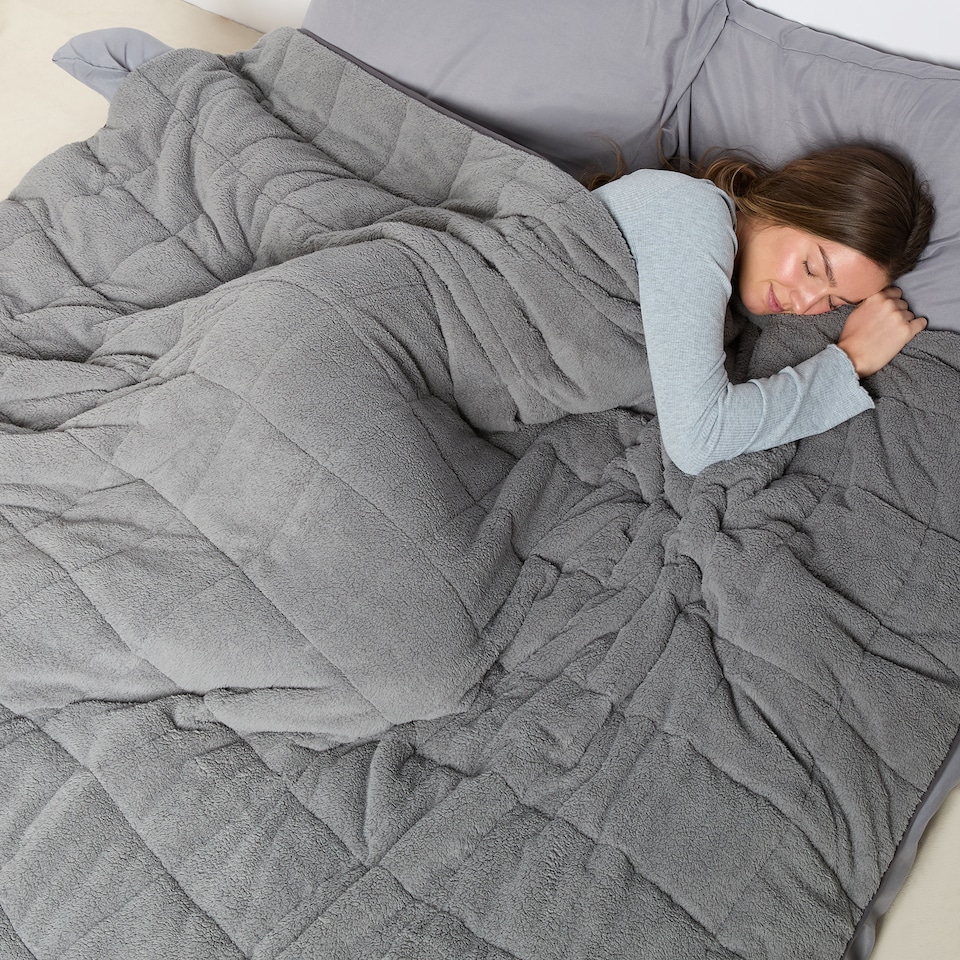 image 1 of OHS Teddy Fleece 6kg Weighted Blanket Sensory Sleep Therapy 125 x 180cm