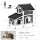 image 4 of PawHut Wooden Outdoor Cat House w/ Flower Pot, Windows, Multiple Entrances
