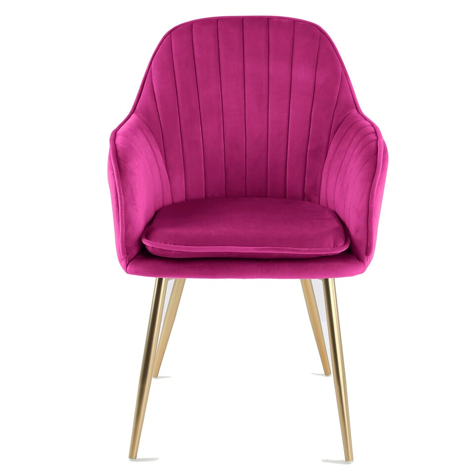 image 1 of MUSE Pair of Chairs Upholstered in Velvet Fabric with Gold Legs - Fuchsia Pink Pink | Fuchsia
