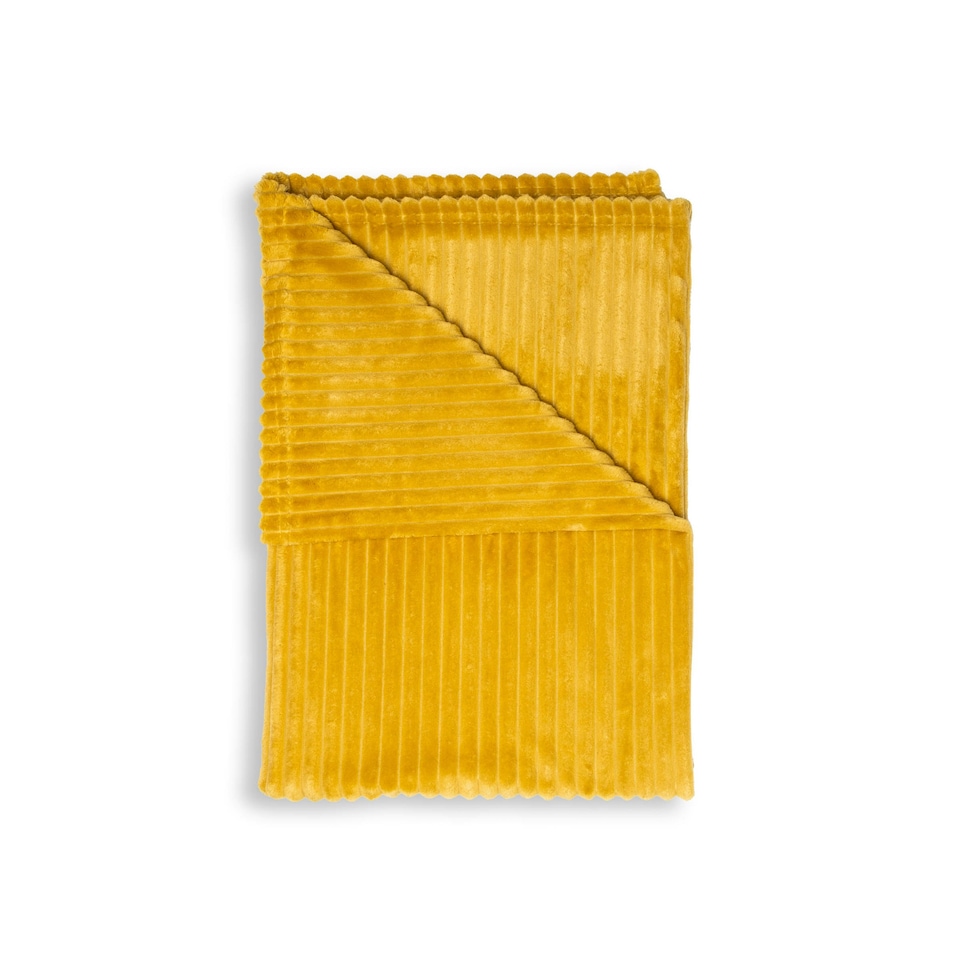 image 1 of BHS Luxury Ribbon Velvet Throw | Yellow | Ochre | 1
