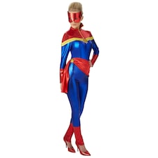 Captain Marvel Womens/Ladies Costume - Blue/Red - L L