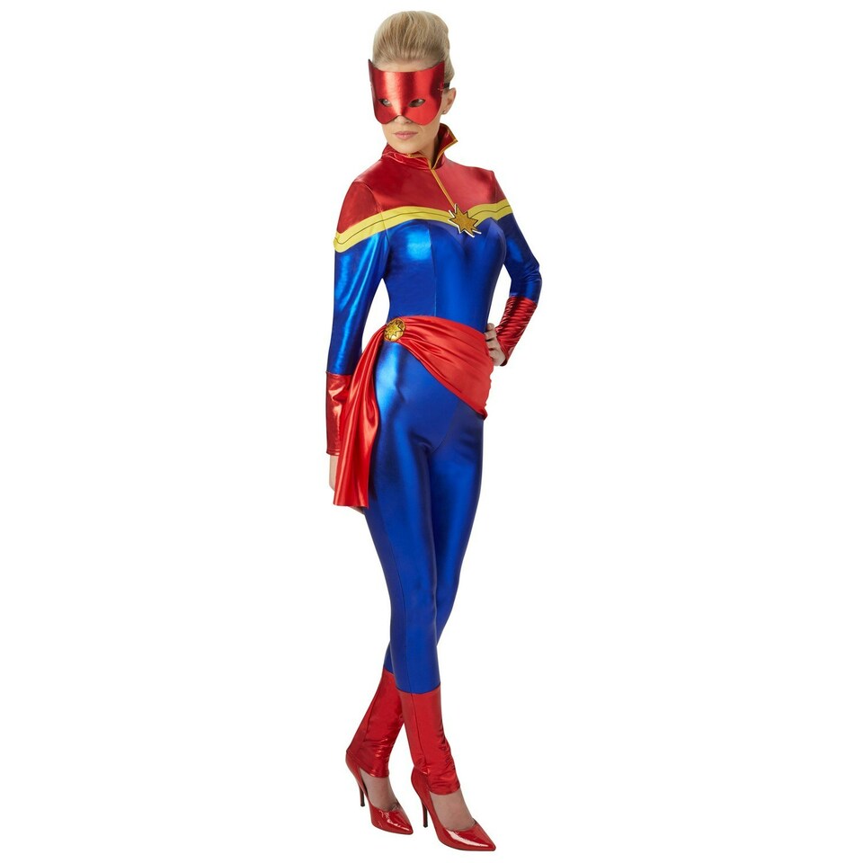 image 1 of Captain Marvel Womens/Ladies Costume - Blue/Red - L L