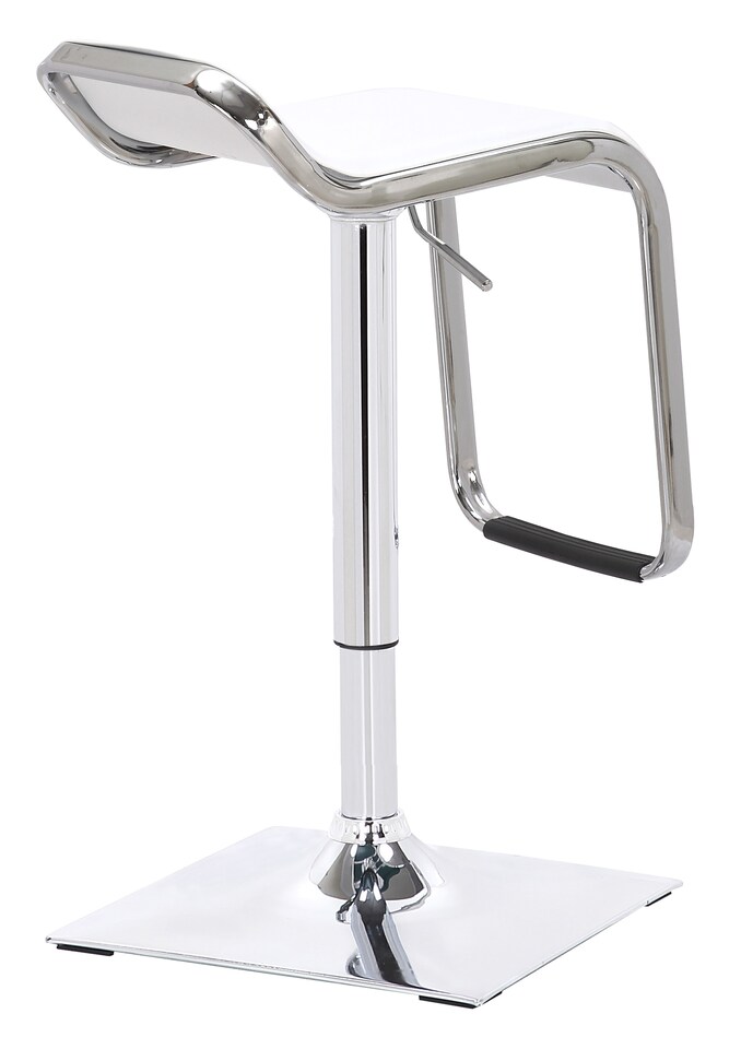 image 1 of Milano Breakfast Bar Stool, Chrome Footrest, Height Adjustable Swivel Gas Lift, Home Bar & Kitchen Faux-Leather Barstool, White