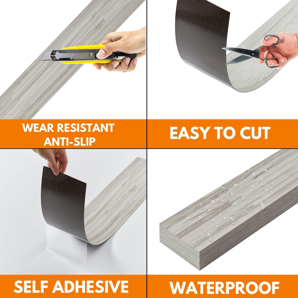 image 1 of Self Adhesive Floor Planks | 36x5.98in (91.4x15.2cm) Each | Peel & Stick Vinyl Flooring | Slatewood Flow Effect | Waterproof Tiles for Home DIY Floors Brown | 1.39 sqm