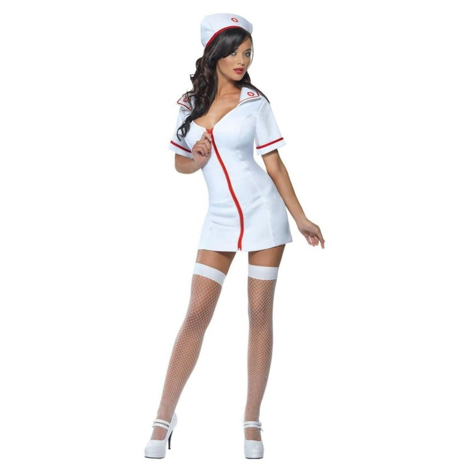 image 1 of Fever Womens/Ladies No Nonsense Nurse Costume Set - White/Red - XS | Multi | XS
