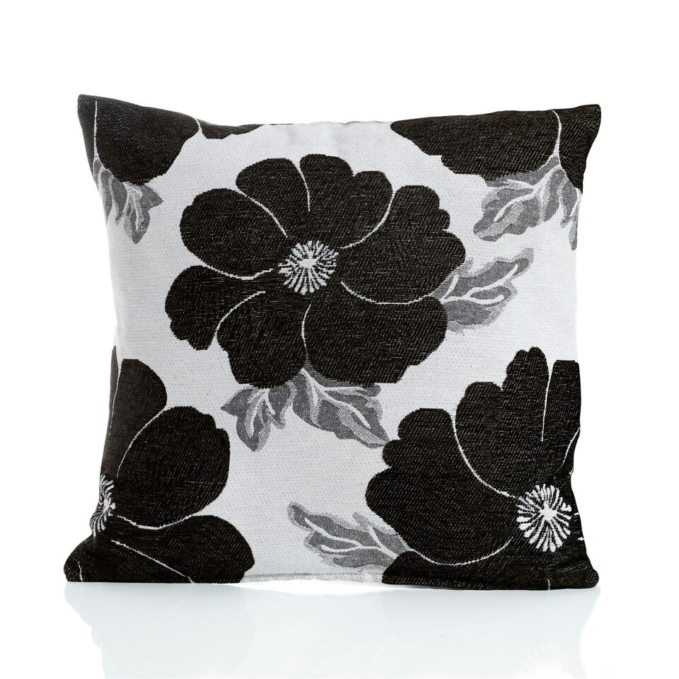 image 1 of Poppy Chenille 45cm x 45cm Black Cushion Set of 4 | Black | Cream & Grey | 45cm x 45cm x 10cm | 4