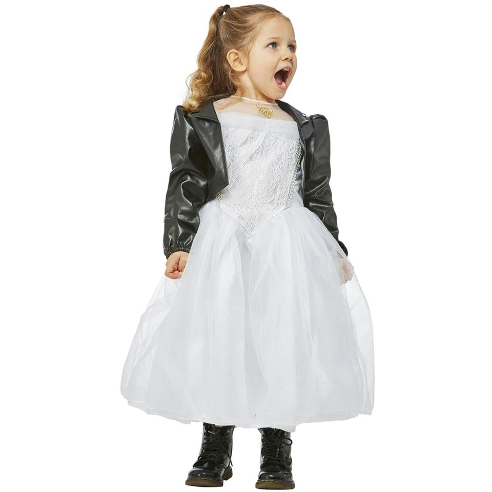 image 1 of Bride of Chucky Girls Tiffany Costume - White/Black - 3-4 Years