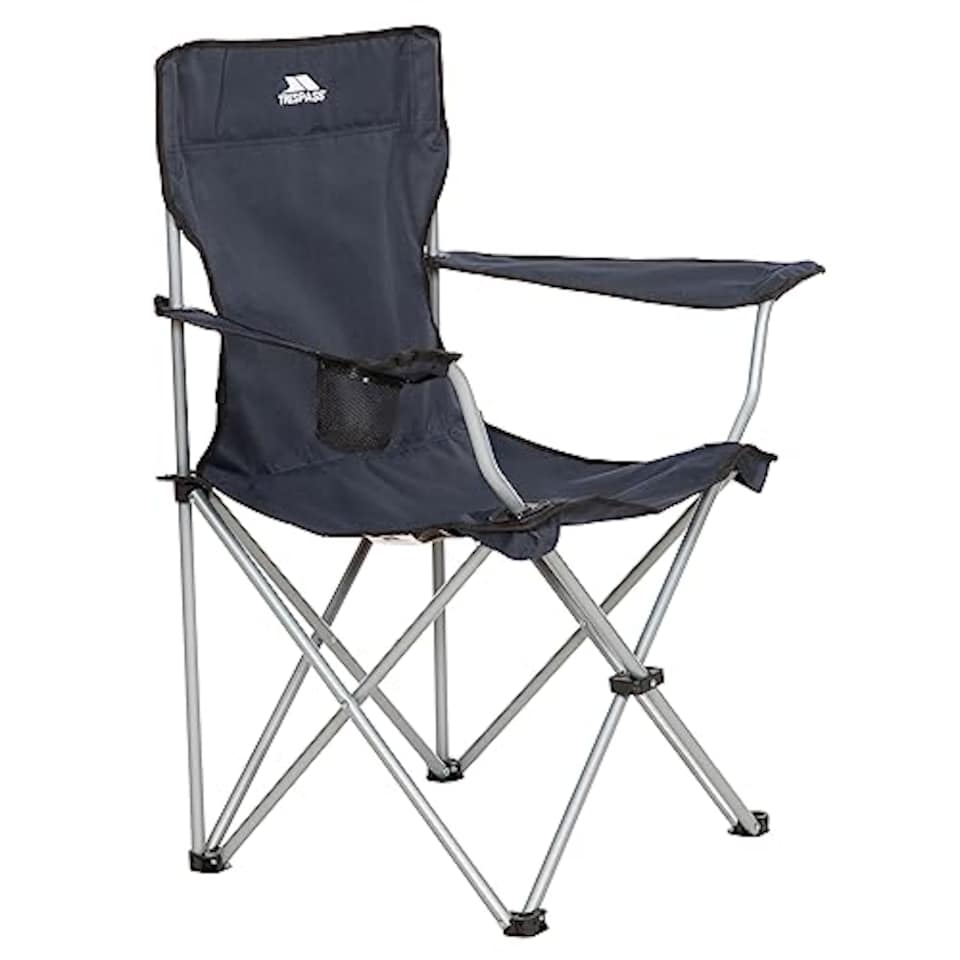 image 1 of Trespass Folding Chair Cup Holder Fishing Camping Garden Picnic Seat Settle