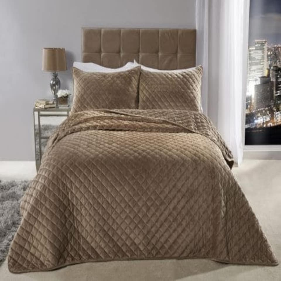 image 1 of Banbury Bedspread Taupe Brown | Brown