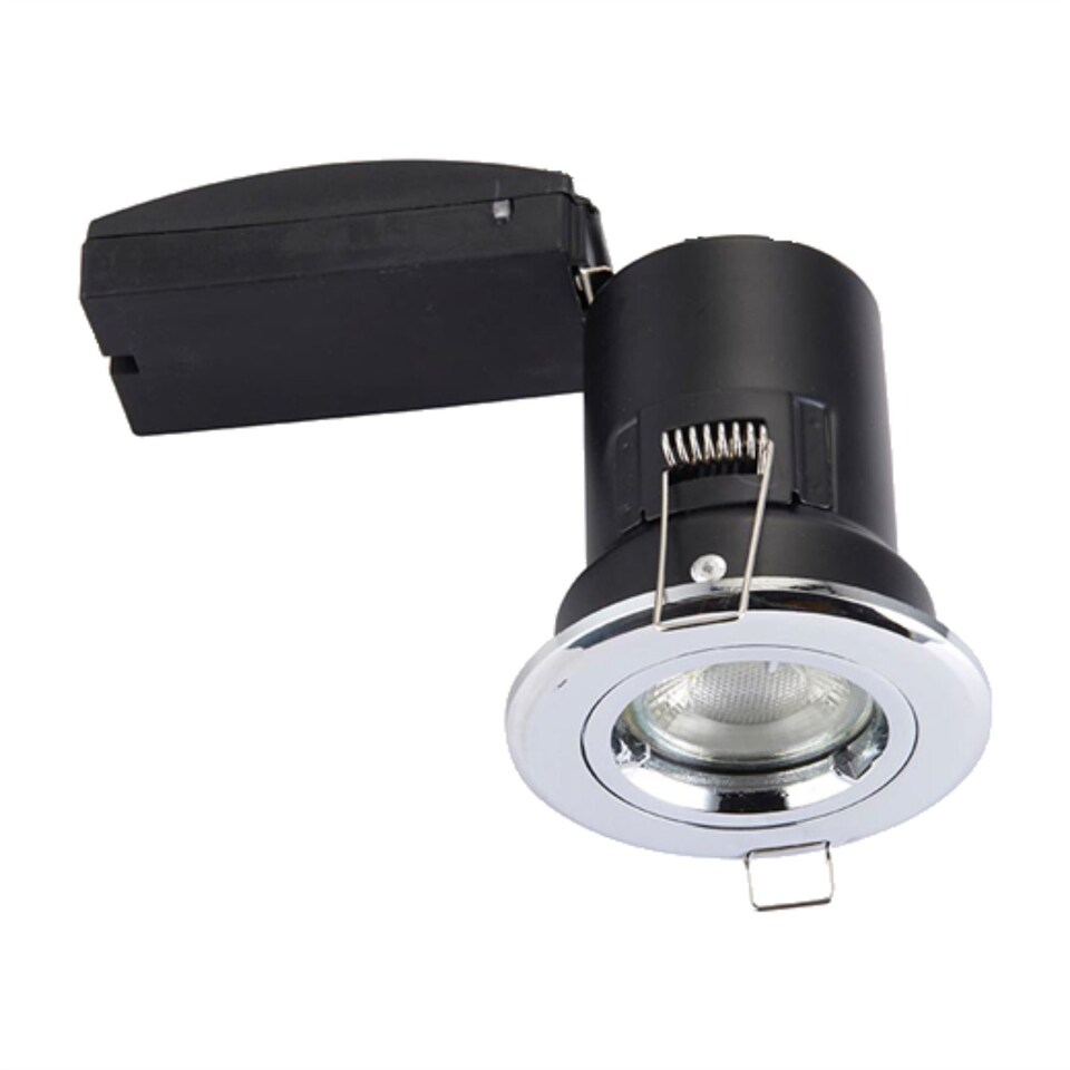 image 1 of Set of 10 Fire Rated Downlights - Chrome Fixed GU10 Recessed