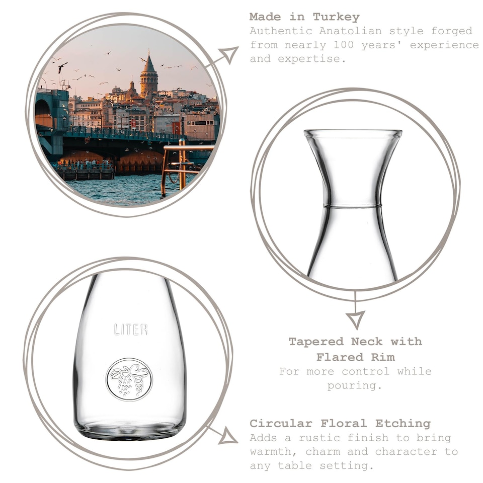 image 1 of Pasabahce Bacchus Glass Carafes - 1L - Pack of 6