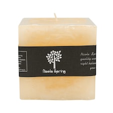 Nicola Spring Square Vanilla Pillar Candle - 120 Hours - Cream | Cream | Beige