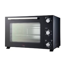 Cooks Professional 48L Mini Oven - Electric Multifunction Countertop Grill Cooker with Adjustable Temp & Timer | Black | Black & Silver