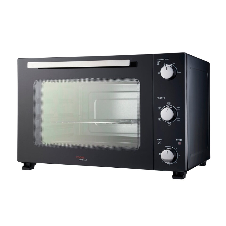 image 1 of Cooks Professional 48L Mini Oven - Electric Multifunction Countertop Grill Cooker with Adjustable Temp & Timer | Black | Black & Silver
