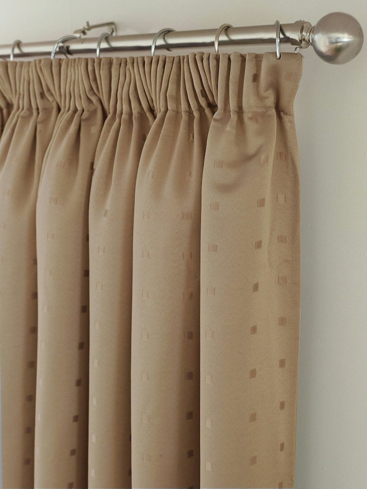 image 1 of Adison Lined Pencil Pleat Taped Curtains - 229cm x 274cm - Latte