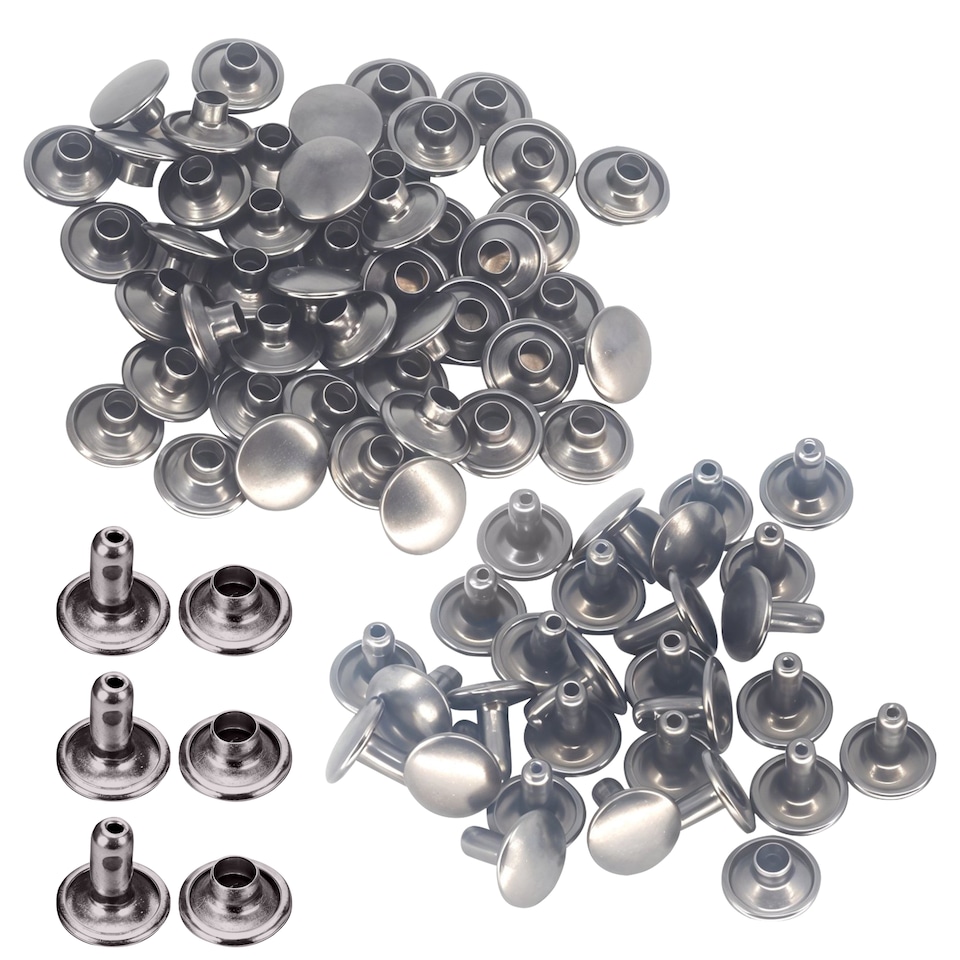 image 1 of 4mmx4mm Double Cap Rivets, Tubular Metal Studs for DIY Projects - 100pcs