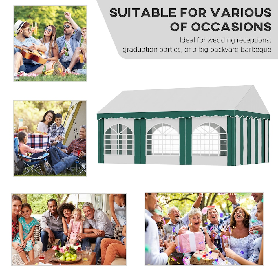 image 1 of Outsunny 6 x 4m Marquee Gazebo, Party Tent with Sides and Double Doors