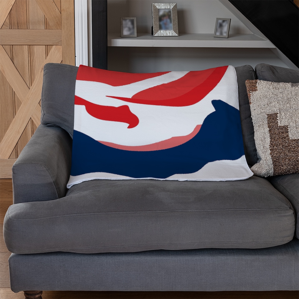 image 1 of Red & Blue Rose Print Blanket | Multi