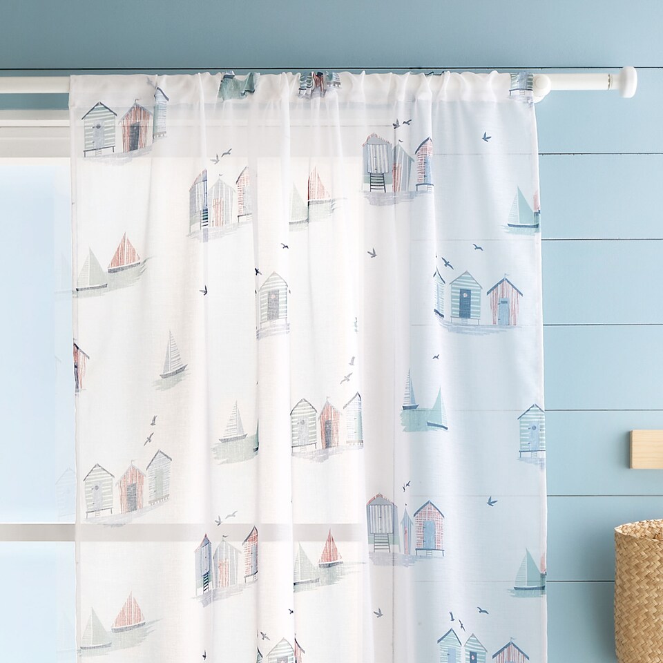 image 1 of Fusion Beach Huts Voile Panel Blue