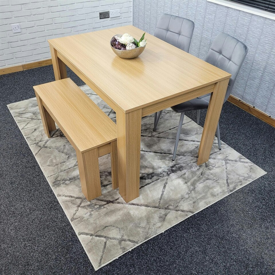 image 1 of Dining Table Set with 2 Chairs Dining Room and Kitchen table set of 2, and Benches Grey