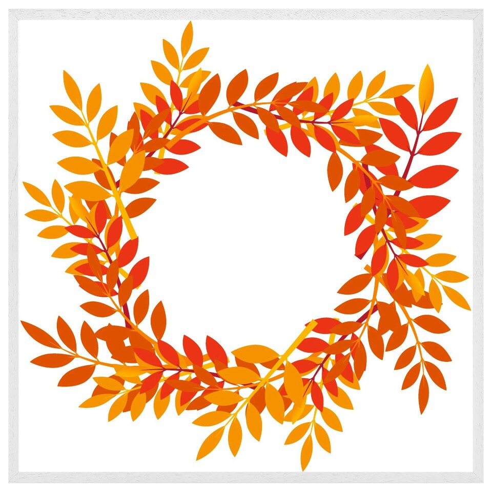 image 1 of Orange & red autumn leaves (Picture Frame) White | M