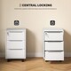 image 7 of HOMCOM 3-Drawer Lockable Filing Cabinet, File Cabinet on Wheels, Mobile Office Storage Drawers for Home Office, Bedroom and Living Room, White | White | White