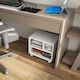 image 7 of HOMCOM 2-Tier Printer Stand with Storage, Under Desk Printer Cart on Wheels with 3 Compartments, Desktop Printer Table for Home Office, White