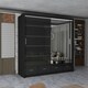 image 2 of Sleek High Gloss Sliding Wardrobe 203cm with Drawers | White/Black/Grey 2-Door Bedroom Storage Black | Black203cm 