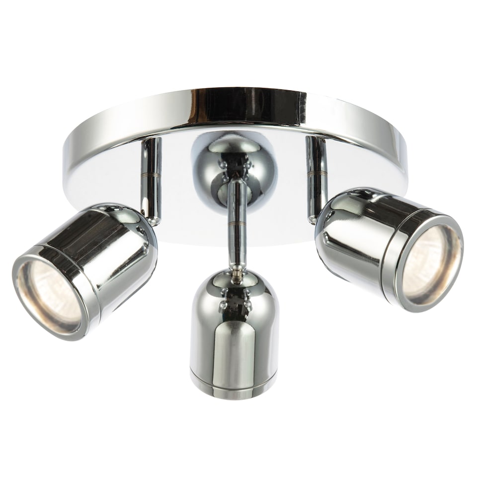 image 1 of Modern Triple Spot IP44 Bathroom Chrome Ceiling Light with Adjustable Heads | Chrome
