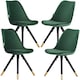 image 1 of Set of 4 Sofia Ergonomic Modern Dining Chairs Upholstered in Velvet, Metal Legs with Gold End Tips | Green