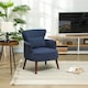 image 2 of HOMCOM Modern Armchair, Upholstered Corduroy Accent Chair with Thick Padded Seat, Lumbar Pillow, Rubber Wood Legs, Cuddle Chair for Living Room Bedroom Office, Blue