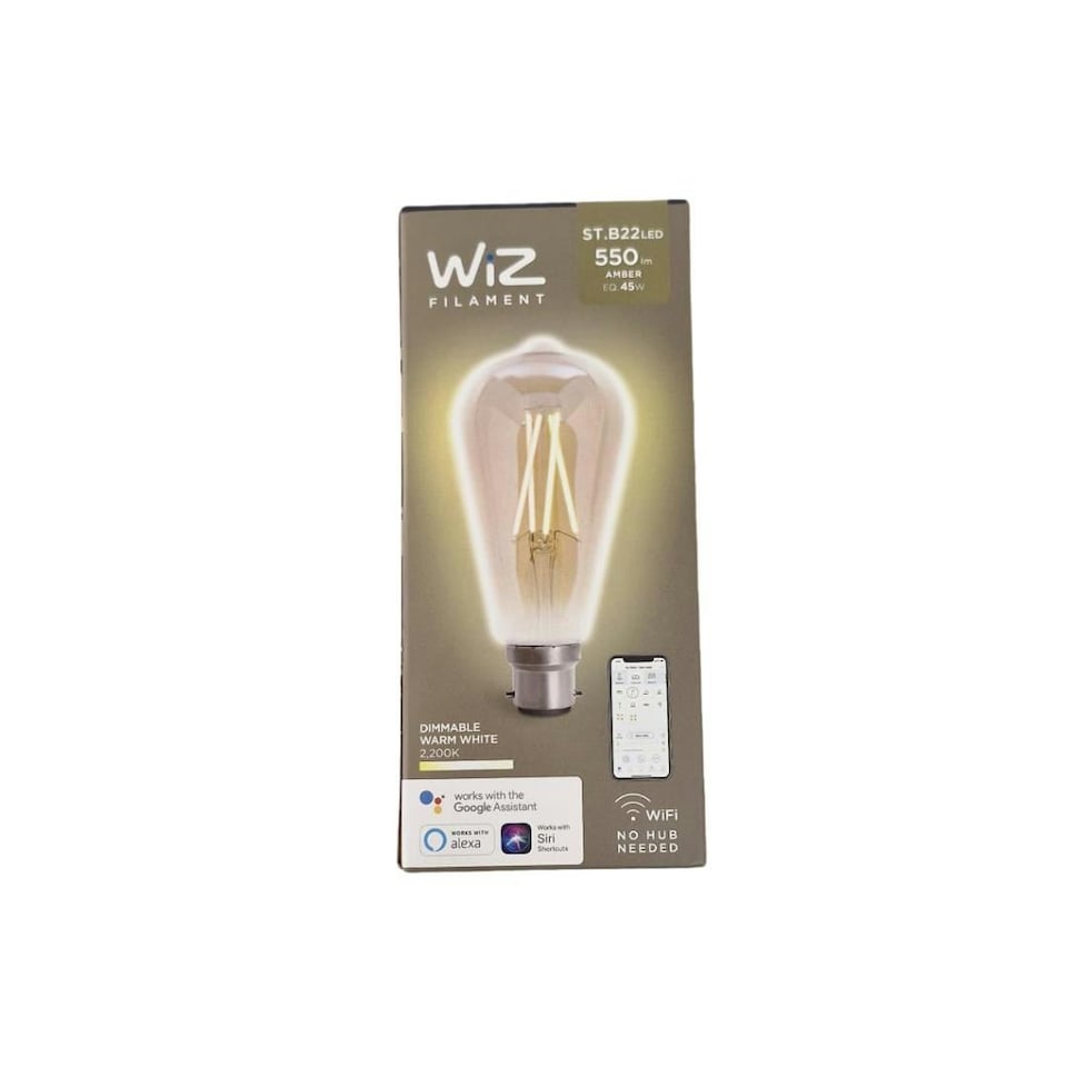 image 1 of WiZ B22 ST64 Bayonet Filament Dimmable Amber Lightbulb