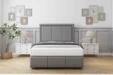 Sloomy Lancaster Pewter Dumfries Divan Bed With Mattress No Drawers With 26" Strutted Headboard & 12" Matching Footboard 2'6 Small Single | Grey | Pewter | Small Single | 1