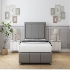 Sloomy Lancaster Pewter Dumfries Divan Bed With Mattress No Drawers With 26" Strutted Headboard & 12" Matching Footboard 2'6 Small Single | Grey | Pewter | Small Single | 1