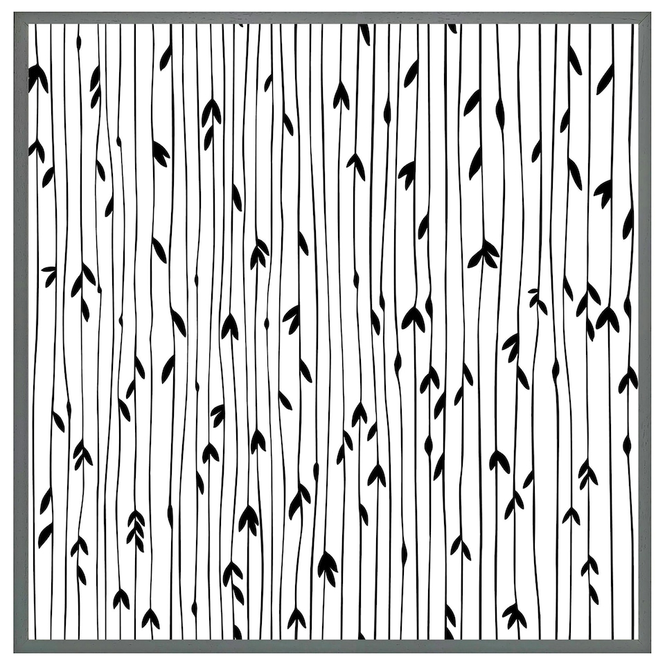 image 1 of Sketchy leaves scattered on hand drawn lines on white background (Picture Frame) Brown | Oak | M