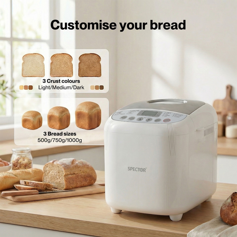 image 1 of Spector 2LB 600W Stainless Steel Automatic Bread Maker 19 in 1 Non Stick