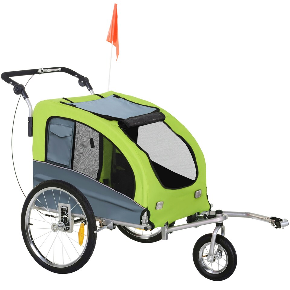 image 1 of PawHut Pet Bicycle Trailer Water Resistant Carrier 3 Wheels Push Pull Brake