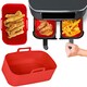 image 4 of SPARES2GO Rectangular Non-Stick Silicone Basket Drawer Liners for Air Fryer (Pack of 2, Red)