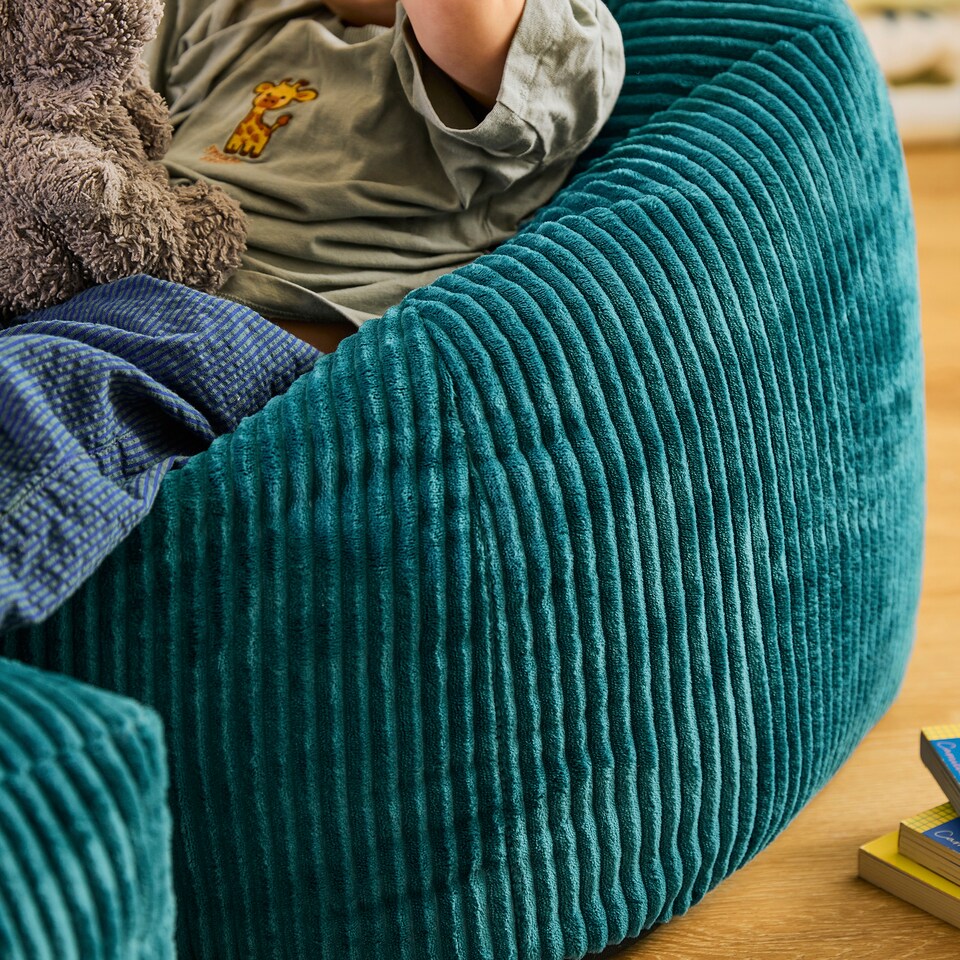 image 1 of icon Kids Kingston Cord Classic Bean Bag and Mini Square Footstool, Teal