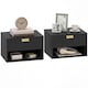 image 1 of HOMCOM Floating Bedside Tables Set of 2 with Fluted Drawer Open Shelf | Black | Black | 40W x 30D x 25H cm