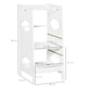 image 3 of HOMCOM Kids Step Stool Toddler Kitchen Stool w/ Adjustable Standing Platform White