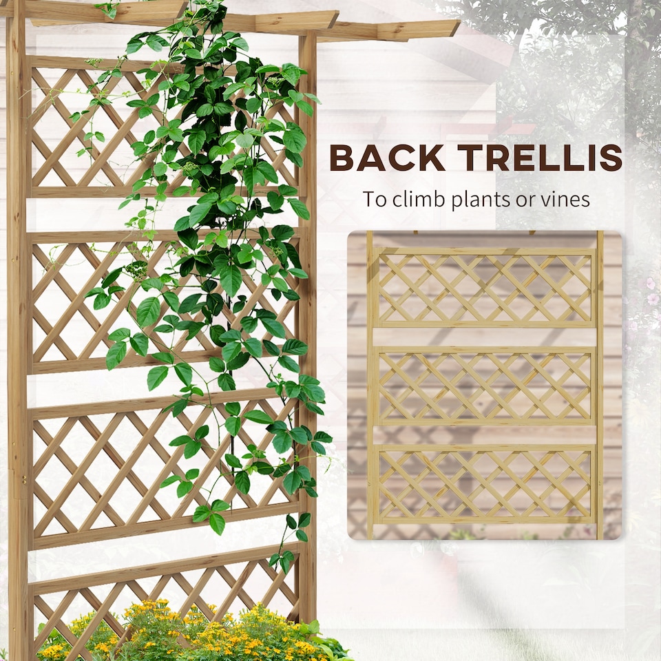 image 1 of Outsunny Wooden Trellis Planter, Raised Garden Bed for Climbing Plants, Natural